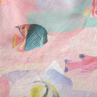 Watercolor Stained Fish Minky