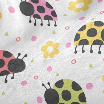 Colorful Ladybugs And Flowers Minky