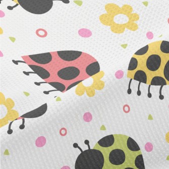 Colorful Ladybugs And Flowers Piqué