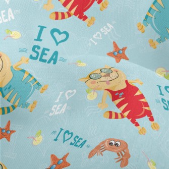 Cats Love The Ocean Lightweight Performance Linen