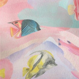 Watercolor Stained Fish Lightweight Performance Linen