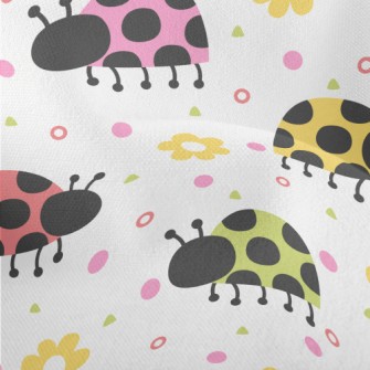 Colorful Ladybugs And Flowers Lightweight Performance Linen