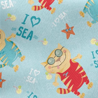 Cats Love The Ocean Jersey Backed Fleece