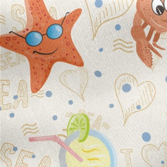 Crab And Starfish Jersey Backed Fleece