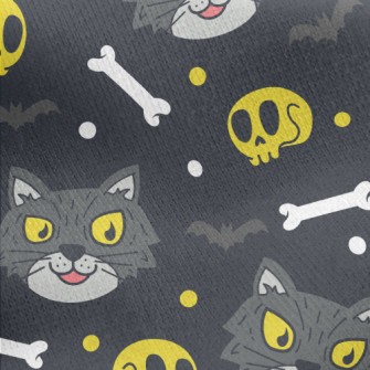 Evil Cat Skeleton Jersey Backed Fleece