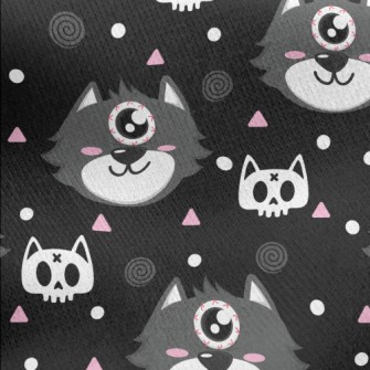 Halloween One-eyed Cat Jersey Backed Fleece