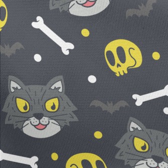 Evil Cat Skeleton Pongee