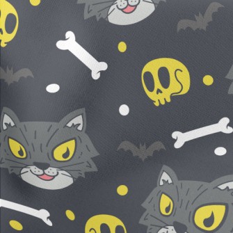 Evil Cat Skeleton Lightweight Cotton Poplin