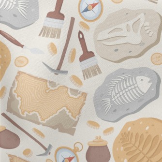 Digging For Dinosaur Fish Foss Lightweight Cotton Poplin