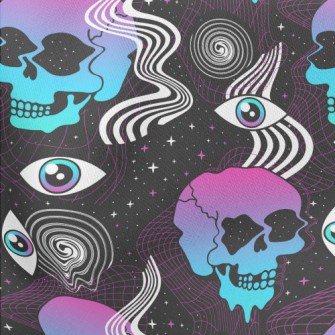 Psychedelic Eyes Skull Lightweight Cotton Poplin