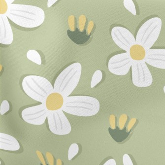 Simple Small White Flowers Lightweight Cotton Poplin