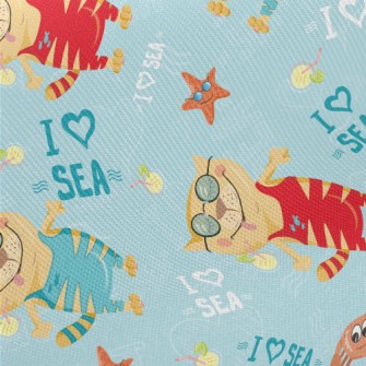Cats Love The Ocean Midweight Cotton Poplin