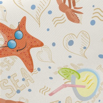 Crab And Starfish Midweight Cotton Poplin