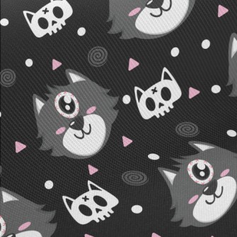 Halloween One-eyed Cat Midweight Cotton Poplin