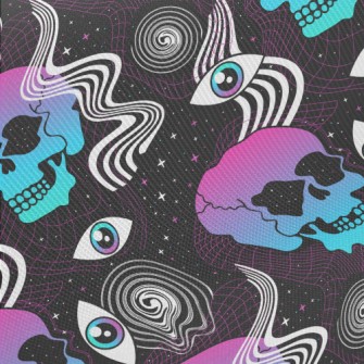 Psychedelic Eyes Skull Midweight Cotton Poplin