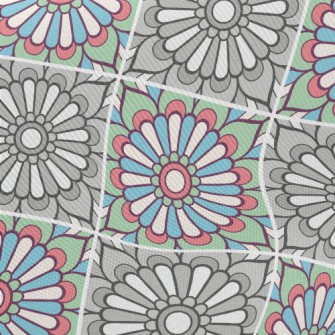 Contrasting Color Flowers Midweight Cotton Poplin