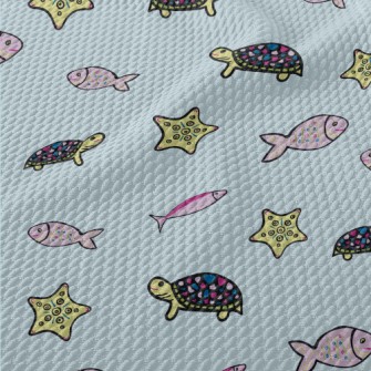 Turtle Starfish Small Fish Birdseye Piqué