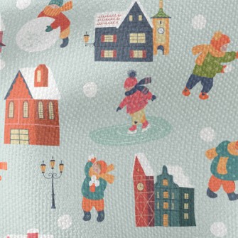 Children Playing Snowball Figh Waterproof Canvas