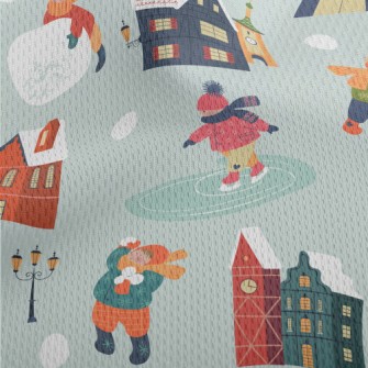 Children Playing Snowball Figh Athletic Mesh Flat Back