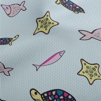 Turtle Starfish Small Fish Athletic Mesh Flat Back