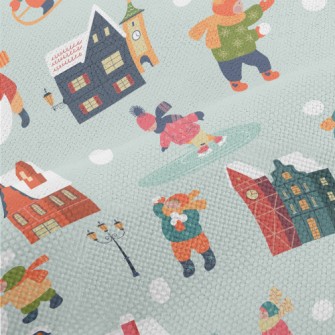 Children Playing Snowball Figh Performance Linen