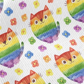 Rainbow Cat Watercolor Flowers Standard Corduroy