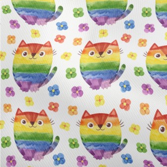 Rainbow Cat Watercolor Flowers Dobby