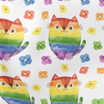 Rainbow Cat Watercolor Flowers Stretch Ponte