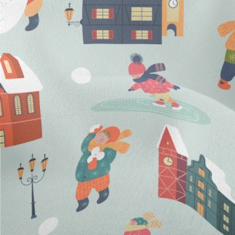 Children Playing Snowball Figh Lightweight Performance Linen