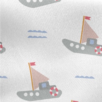 Sailing Boat On The Sea Jersey Backed Fleece