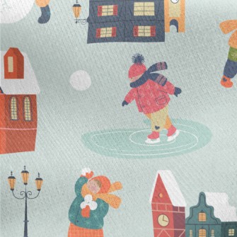 Children Playing Snowball Figh Jersey Backed Fleece