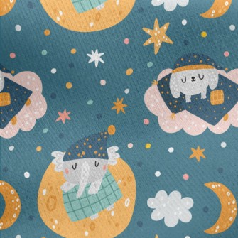 Good Night Puppy Elephant Jersey Backed Fleece