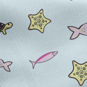 Turtle Starfish Small Fish Jersey Backed Fleece