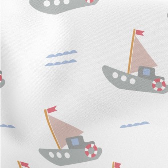Sailing Boat On The Sea Lightweight Cotton Poplin
