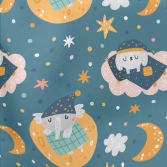 Good Night Puppy Elephant Lightweight Cotton Poplin