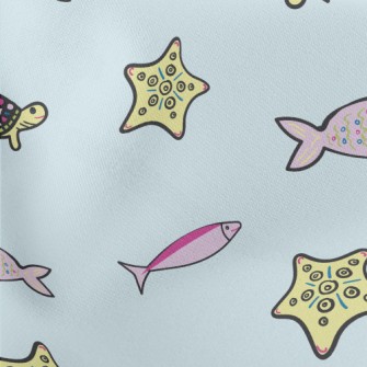 Turtle Starfish Small Fish Lightweight Cotton Poplin