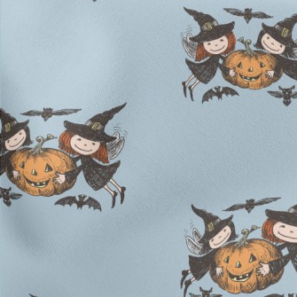 Cute Witch Pumpkin Lightweight Cotton Poplin