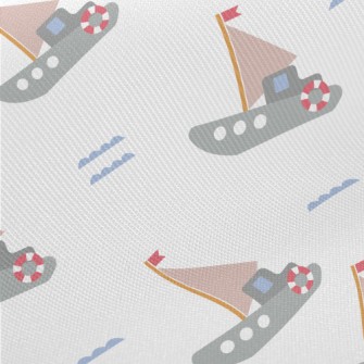 Sailing Boat On The Sea Midweight Cotton Poplin