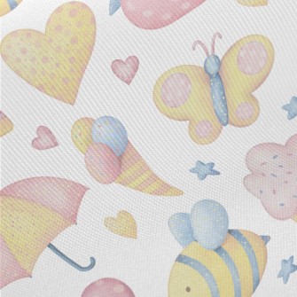 Hand Painted Watercolor Small  Midweight Cotton Poplin