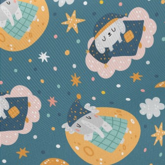 Good Night Puppy Elephant Midweight Cotton Poplin