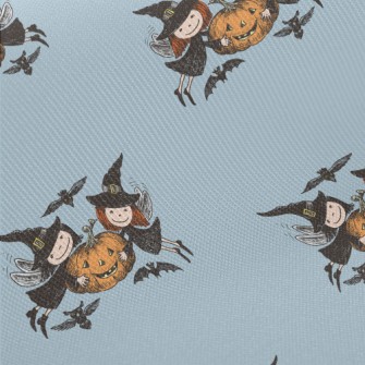 Cute Witch Pumpkin Midweight Cotton Poplin