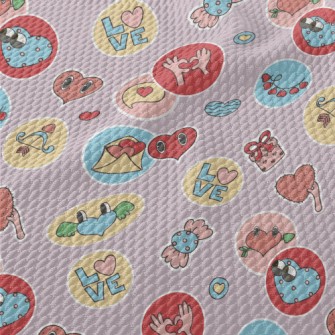 Various Heart Patterns Represe Birdseye Piqué