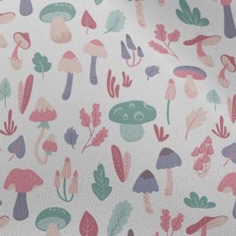 Playful Mushrooms With Leaves Chiffon