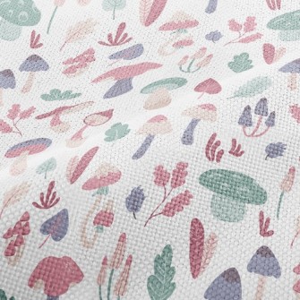 Playful Mushrooms With Leaves Performance Linen
