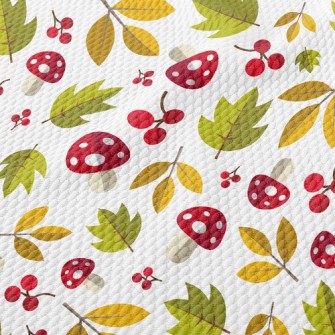 Poisonous Mushrooms And Leaves Birdseye Piqué