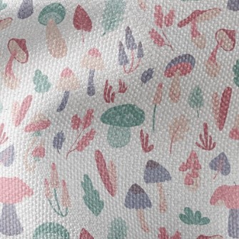Playful Mushrooms With Leaves Waterproof Canvas