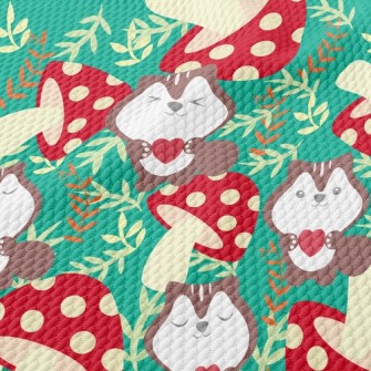 Squirrels Love Mushrooms Birdseye Piqué