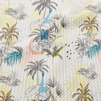 Hand Drawn Palm Trees Birdseye Piqué