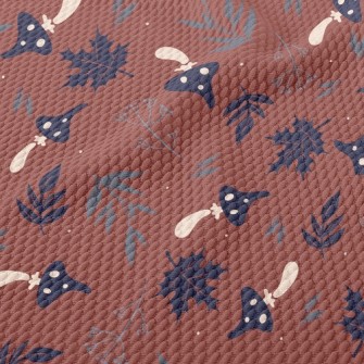 Mushrooms And Fallen Leaves Birdseye Piqué