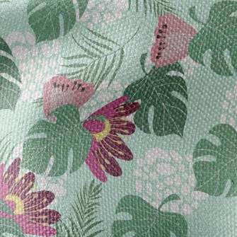 Big Red Flower Leaves Waterproof Canvas